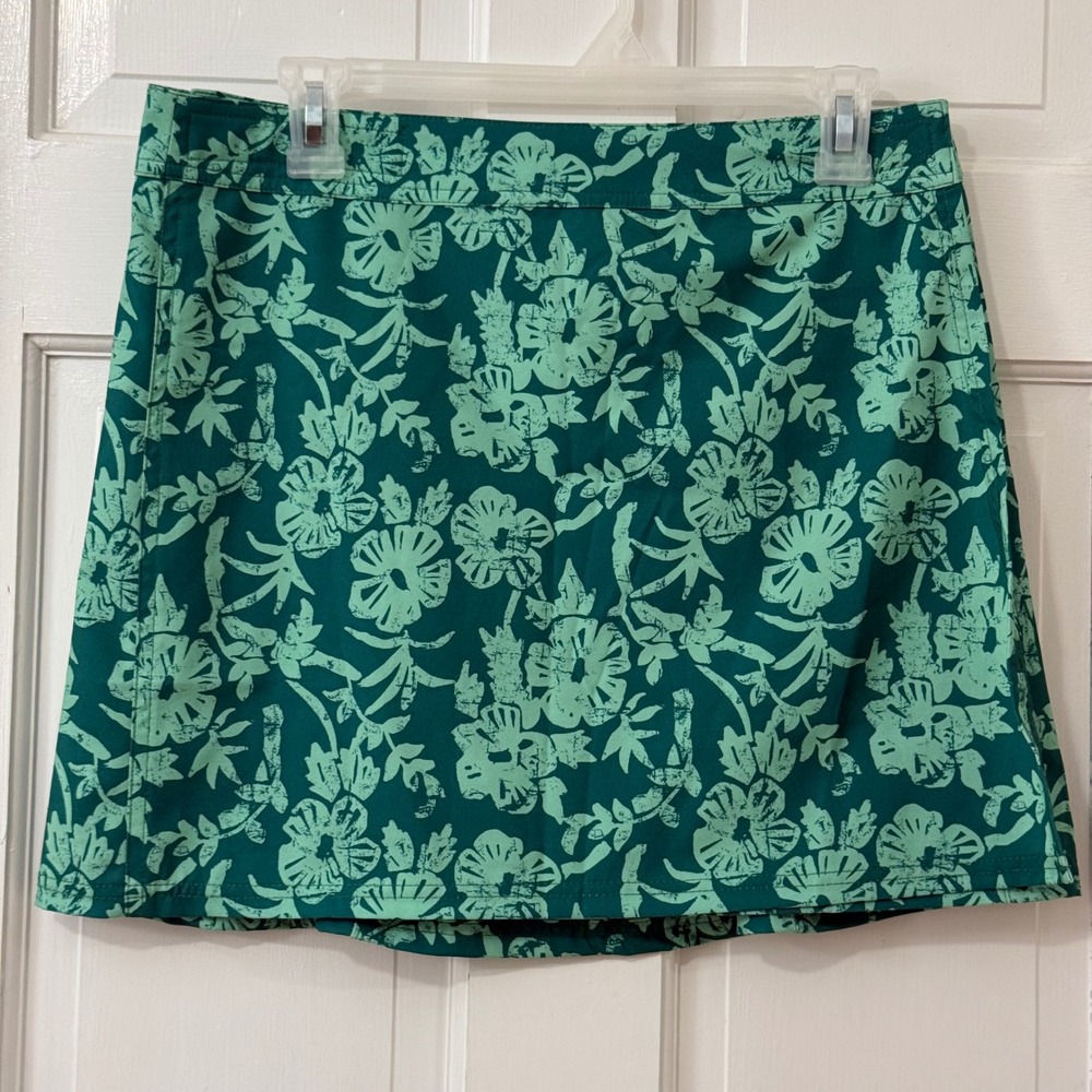 RipSkirt Hawaii Green Hibiscus Wrap Skirt Sz M Floral Beach Coastal Resort